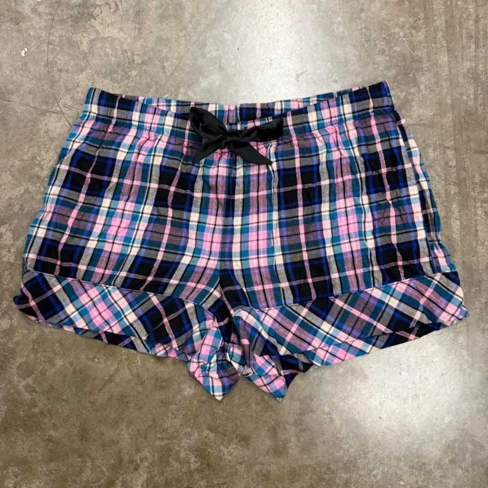 Y2K Victoria's Secret Pink & Black Plaid Mini Shorts Size M